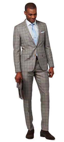 Men's Custom Suits - Gray Windowpane Linen Suit | INDOCHINO