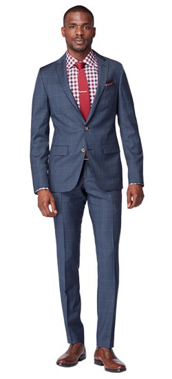 Men's Custom Suits - Slate Blue Glen Plaid Suit | INDOCHINO